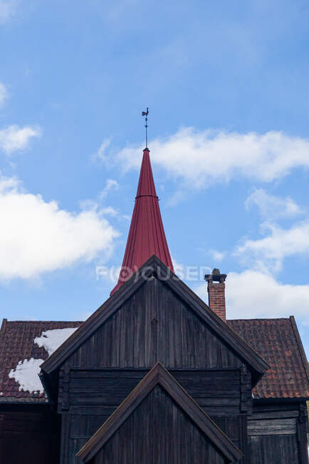 Close-up de uma igreja, Flesberg, Buskerud, Viken, Noruega — Fotografia de Stock
