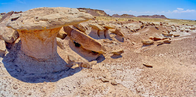 Formazioni rocciose piatte, Petrified Forest National Park, Arizona, USA — Foto stock
