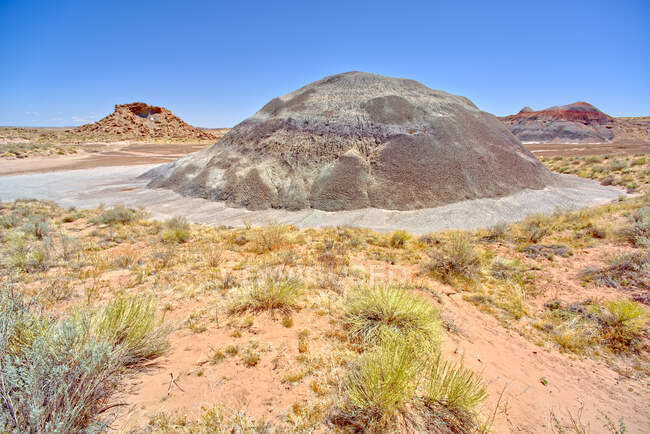 Formation de roches dans le versant nord du bassin rouge, parc national de la forêt pétrifiée, Arizona, États-Unis — Photo de stock