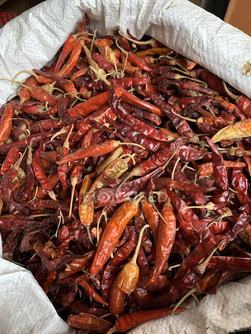 Chillis for sale in a village market in Himachal Pradesh, India — Stock Photo