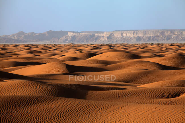 Belle vue sur les dunes de sable et les rochers lointains dans le désert — Photo de stock