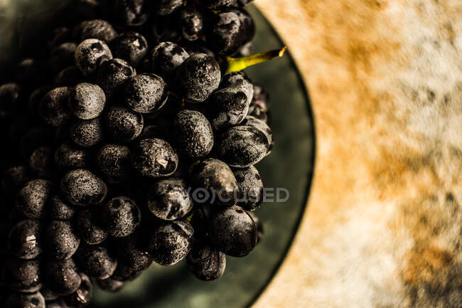 Red grapes in plate, close up shot — Stock Photo