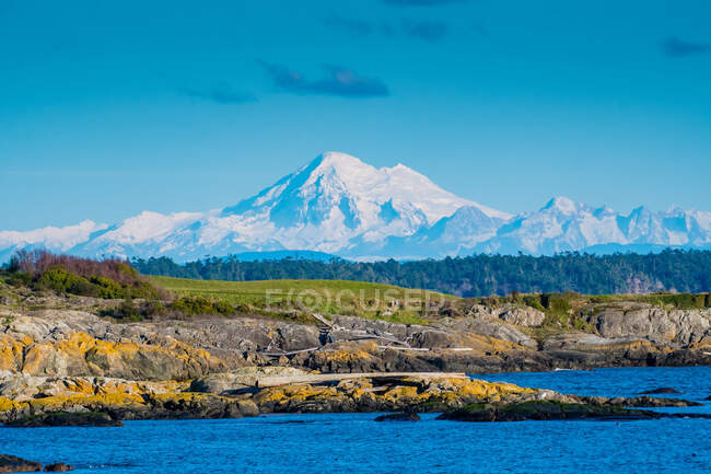 View of Salish Sea and Mountain Baker in Washington, USA from Victoria, Vancouver Island, Canada — Stock Photo