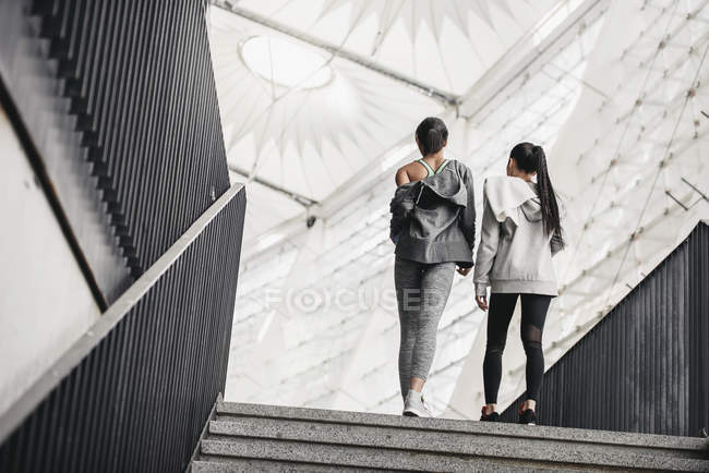 Young sportswomen on stadium — Stock Photo